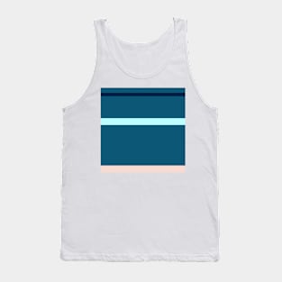 A world-class admixture of Oxford Blue, Deep Sea Blue, Sea, Pale Cyan and Champagne Pink stripes. Tank Top